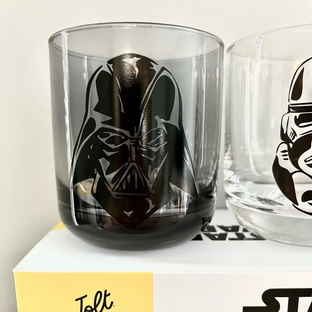 JoyJolt Star Wars Dark Side Monochrome Short Drinking Glasses - Set of 2